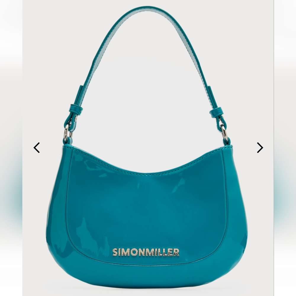 NWT Simon Miller 'MINI SASI' Ocean Teal FAUX PATENT LEATHER Shoulder Bag-$345